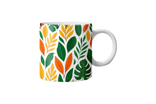 Caneca com padrão de plantas