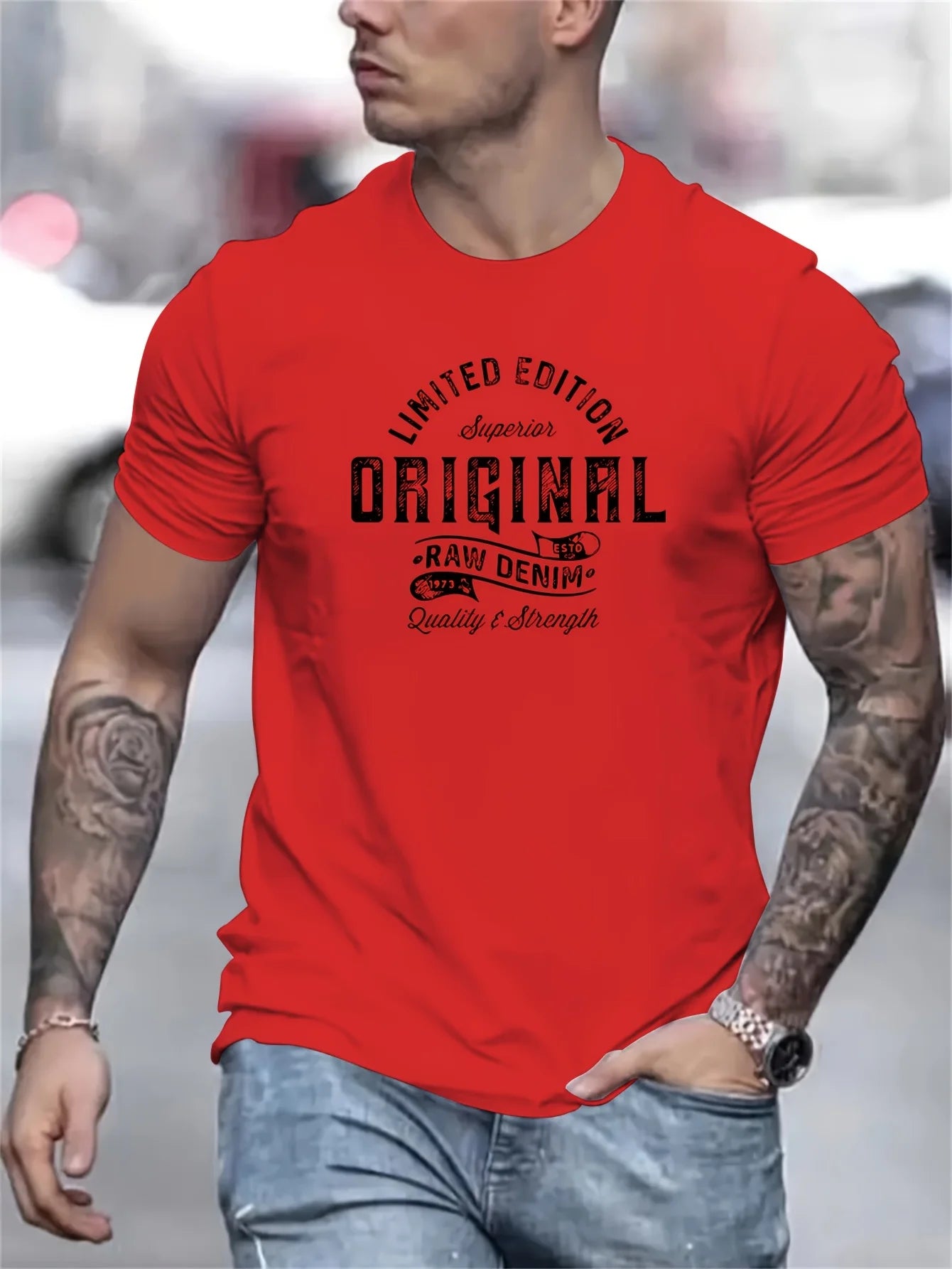 Men's summer 100% pure cotton fashionable casual sports loose edition pattern printed round neck short sleeved T-shirt top