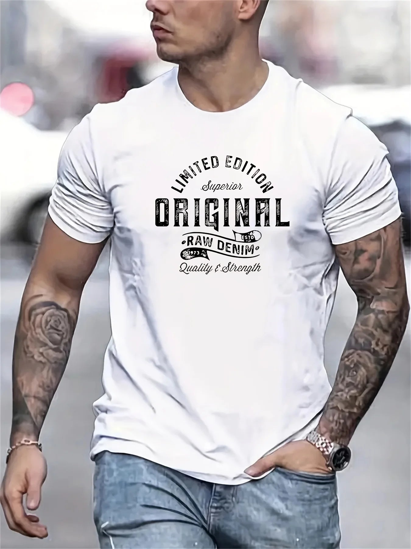 Men's summer 100% pure cotton fashionable casual sports loose edition pattern printed round neck short sleeved T-shirt top